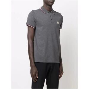 MONCLER Maglia Polo Manica Corta Short Sleeved Sl Fit Polo Shirt Gray Large